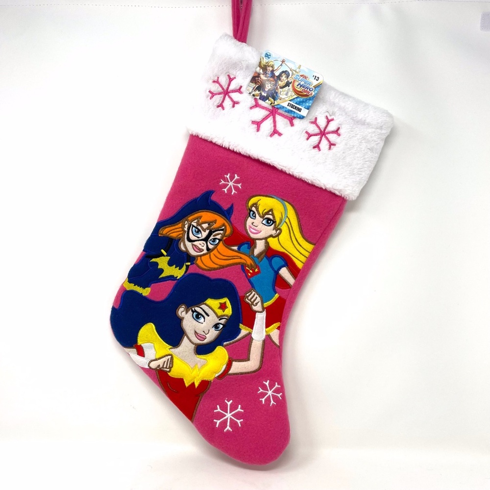 DC Super Hero Girls Christmas Stocking Supergirl Batgirl Wonder Woman Pink NWT!